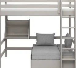 FLEXA Classic Casa Hochbett mit senkrechter Leiter grau lasiert