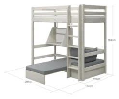 FLEXA Classic Casa Hochbett mit senkrechter Leiter weiß lasiert