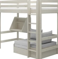 FLEXA Classic Casa Hochbett mit senkrechter Leiter weiß lasiert