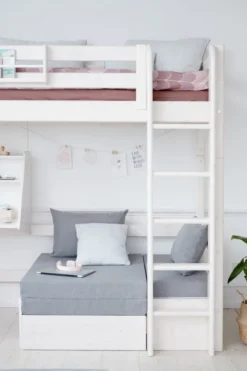FLEXA Classic Casa Hochbett mit senkrechter Leiter weiß lasiert
