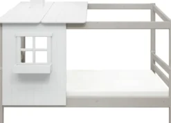FLEXA Classic Einzelbett mit halbem Baumhaus Aufsatz grau lasiert/weiß