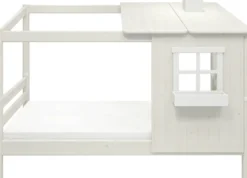 FLEXA Classic Einzelbett mit halbem Baumhaus Aufsatz weiß lasiert/weiß