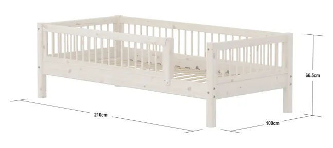 FLEXA Classic Einzelbett 90x200 cm mit 3/4 Streben Absturzsicherung weiß lasiert