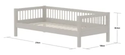 FLEXA Classic Einzelbett 90x200 cm mit Streben Absturzsicherung grau lasiert