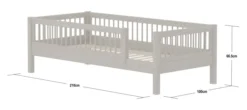 FLEXA Classic Einzelbett 90x200 cm mit 3/4 Streben Absturzsicherung grau lasiert