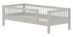 FLEXA Classic Einzelbett 90x200 cm mit 3/4 Streben Absturzsicherung grau lasiert