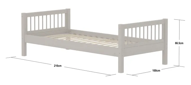 FLEXA Classic Einzelbett 90x200 cm mit Streben grau lasiert