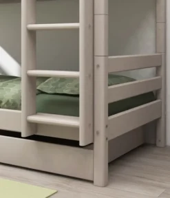 FLEXA Classic Etagenbett mit senk. Leiter und 2 Schubladen grau lasiert
