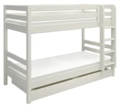 FLEXA Classic Etagenbett mit senk, Leiter und 2 Schubladen weiß lasiert