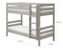 FLEXA Classic Etagenbett mit senkrechter Leiter grau lasiert