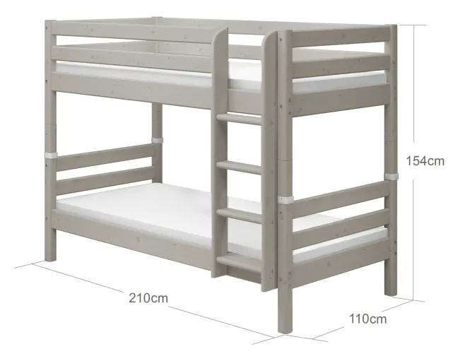 FLEXA Classic Etagenbett mit senkrechter Leiter grau lasiert
