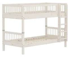 FLEXA Classic Etagenbett 90x200 cm mit Streben Absturzsicherung weiß lasiert