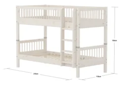 FLEXA Classic Etagenbett 90x200 cm mit Streben Absturzsicherung weiß lasiert