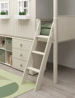 FLEXA Classic halbhohes Bett mit ganzem Baumhaus Aufsatz weiß lasiert/weiß