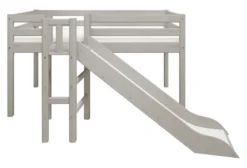 FLEXA Classic Halbhohes Bett mit Plattform und Rutsche grau lasiert