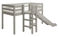 FLEXA Classic Halbhohes Bett mit Plattform und Rutsche grau lasiert
