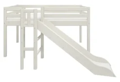 FLEXA Classic Halbhohes Bett mit Plattform und Rutsche weiß lasiert