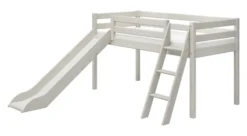 FLEXA Classic Halbhohes Bett mit Schrägleiter und Rutsche weiß lasiert Sale