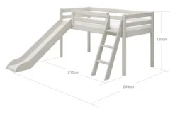 FLEXA Classic Halbhohes Bett mit Schrägleiter und Rutsche weiß lasiert Sale