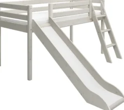 FLEXA Classic Halbhohes Bett mit Schrägleiter und Rutsche weiß lasiert Sale