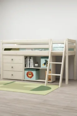 FLEXA Classic Halbhohes Bett mit Schrägleiter weiß lasiert Sale