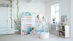 FLEXA Classic Halbhohes Bett mit Schrägleiter weiß lasiert Sale