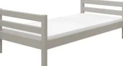 FLEXA Classic Halbhohes Bett mit senk. Leiter und Rutsche grau lasiert