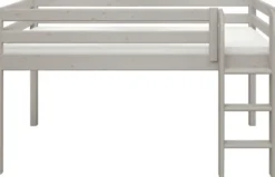 FLEXA Classic Halbhohes Bett mit senkrechter Leiter grau lasiert