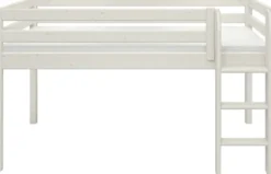 FLEXA Classic Halbhohes Bett mit senkrechter Leiter weiß lasiert