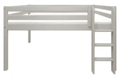FLEXA Classic Halbhohes Bett 140x200cm mit senk. Leiter grau lasiert