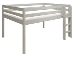 FLEXA Classic Halbhohes Bett 140x200cm mit senk. Leiter grau lasiert