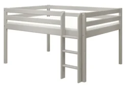 FLEXA Classic Halbhohes Bett 140x200cm mit senk. Leiter grau lasiert