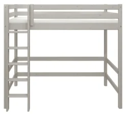 FLEXA Classic Hochbett mit senkrechter Leiter grau lasiert
