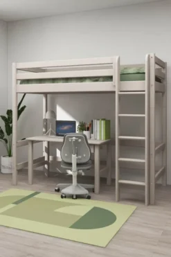 FLEXA Classic Hochbett mit senkrechter Leiter grau lasiert