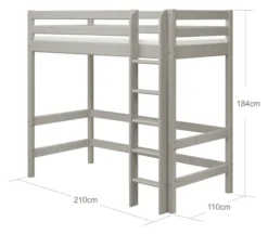 FLEXA Classic Hochbett mit senkrechter Leiter grau lasiert