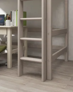 FLEXA Classic Hochbett mit senkrechter Leiter grau lasiert