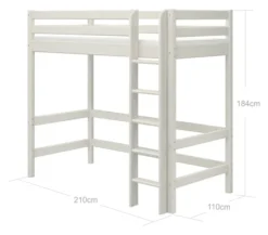 FLEXA Classic Hochbett mit senkrechter Leiter weiß lasiert