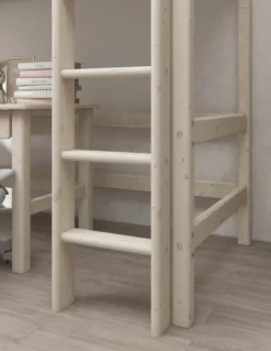 FLEXA Classic Hochbett mit senkrechter Leiter weiß lasiert