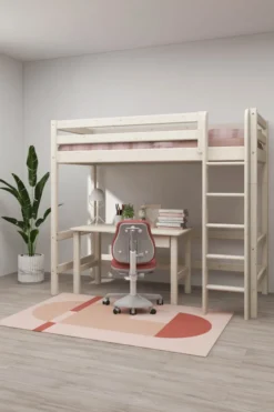 FLEXA Classic Hochbett mit senkrechter Leiter weiß lasiert