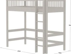 FLEXA Classic Hochbett 90x200 cm mit Streben Absturzsicherung grau lasiert