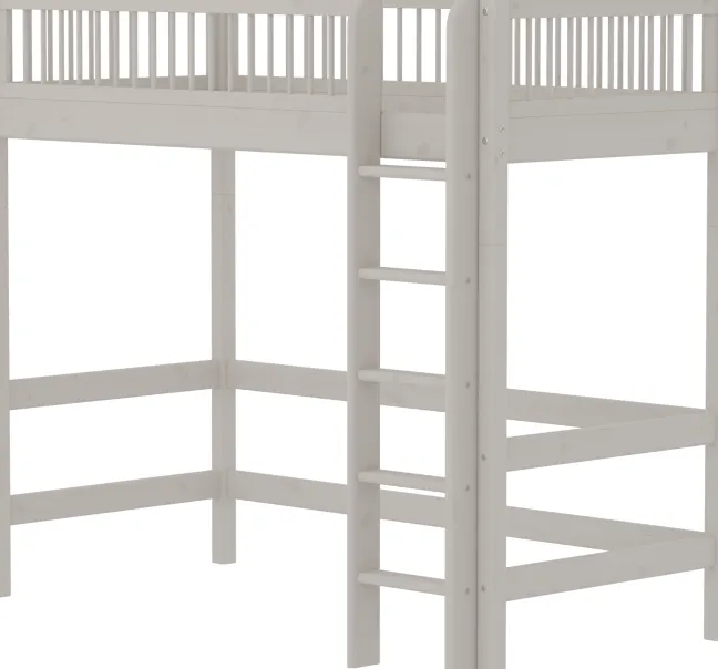FLEXA Classic Hochbett 90x200 cm mit Streben Absturzsicherung grau lasiert