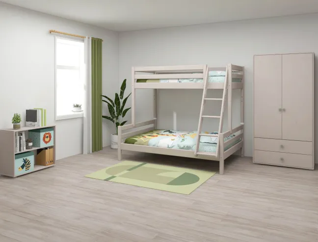 FLEXA Classic Kombietagenbett mit Schrägleiter grau lasiert