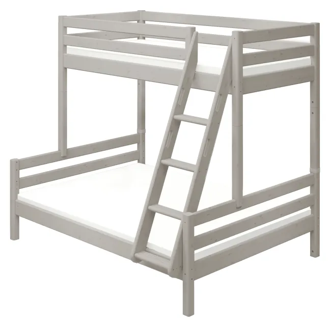 FLEXA Classic Kombietagenbett mit Schrägleiter grau lasiert