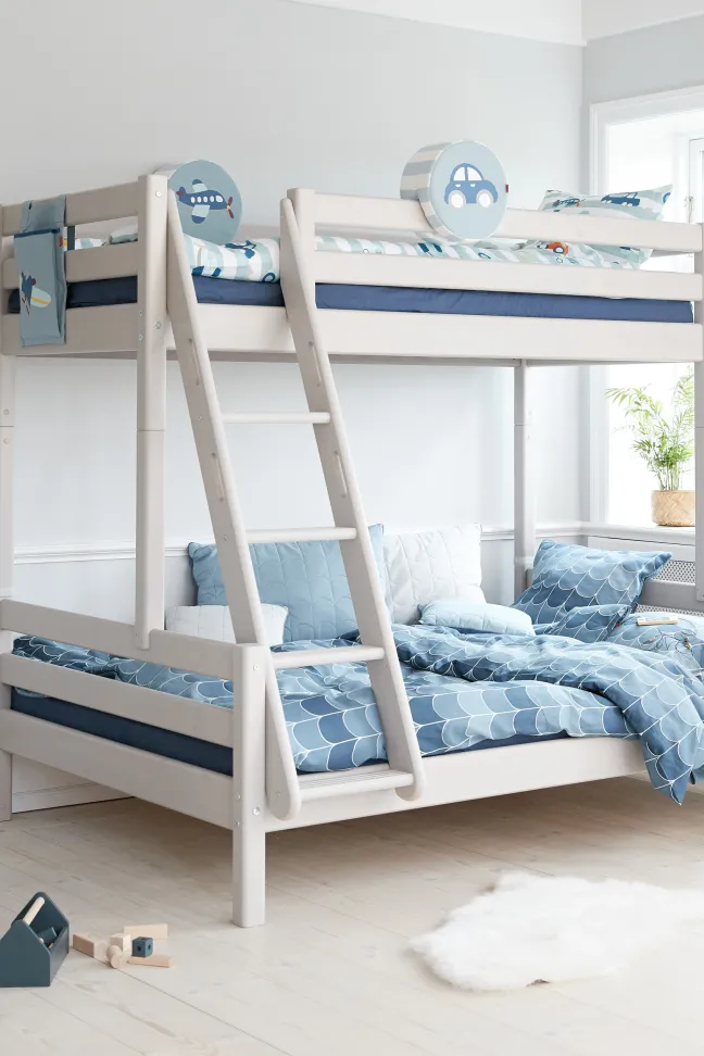 FLEXA Classic Kombietagenbett mit Schrägleiter grau lasiert