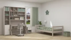 FLEXA Classic Kommode mit 1 Schublade grau/Lack weiß/grün