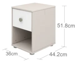 FLEXA Classic Kommode mit 1 Schublade grau/Lack weiß/grün
