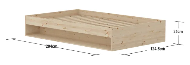 FLEXA Grow Doppelbett mit Regal 120x200 cm natur lackiert