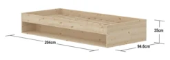 FLEXA Grow Einzelbett mit Regal 90x200 cm natur lackiert