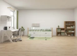 FLEXA Nor Bett 90x200cm mit Ausziehbett und 2 Schubladen weiß/eiche