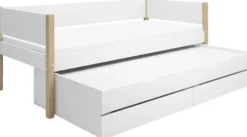FLEXA Nor Bett 90x200cm mit Ausziehbett und 2 Schubladen weiß/eiche